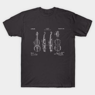 Horizontal Violin Patent White T-Shirt